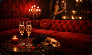 Salon élégant rouge et doré